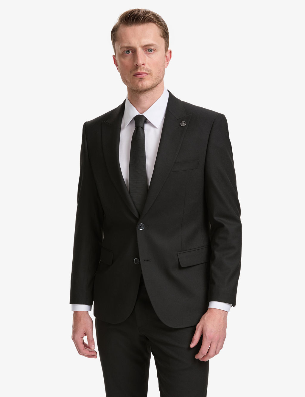 Siyah Slim Fit Tak_m Elbise