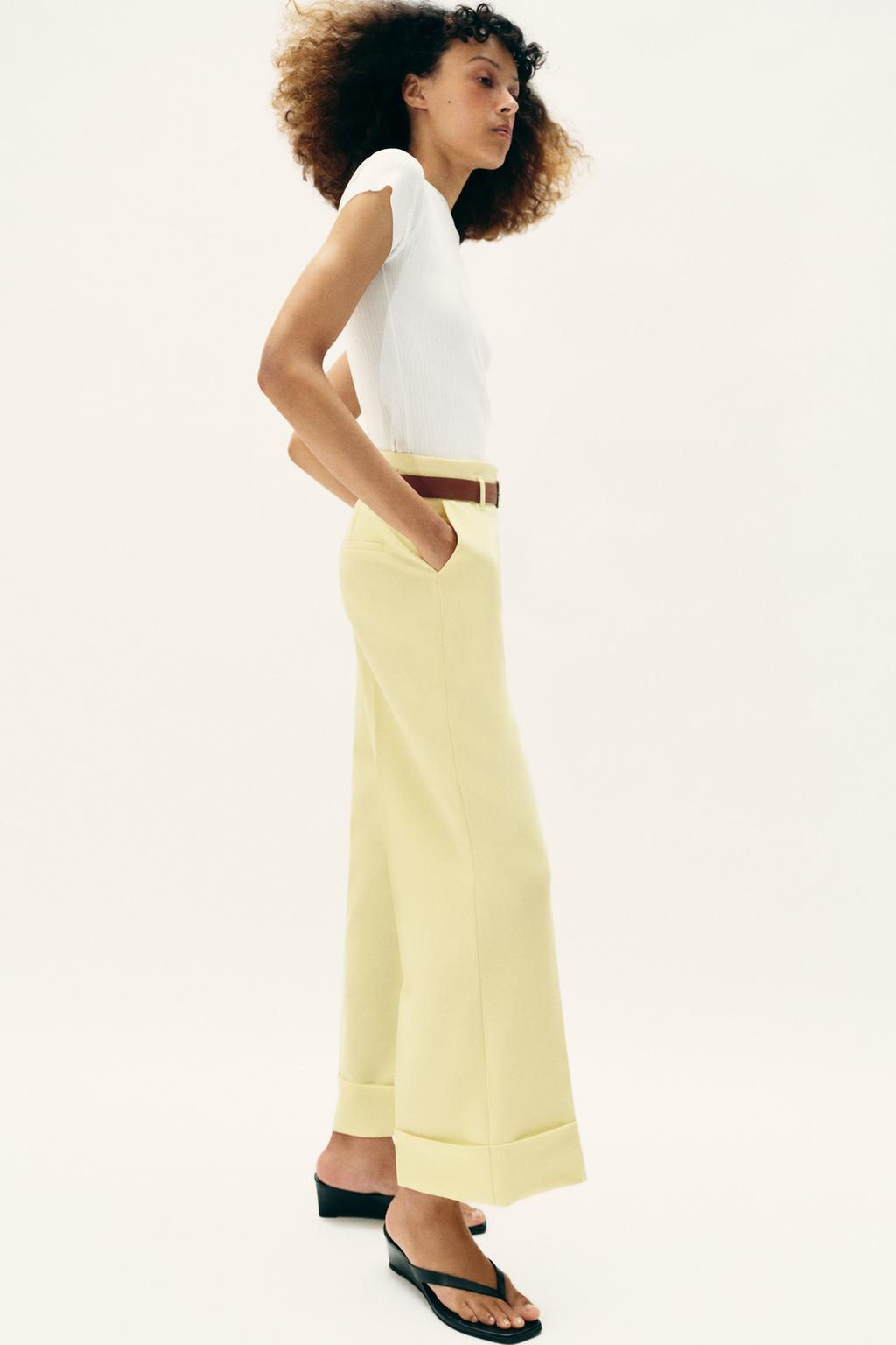 TROUSERS WITH TURN-UP CUFFS AND BELT - Zara фото 4