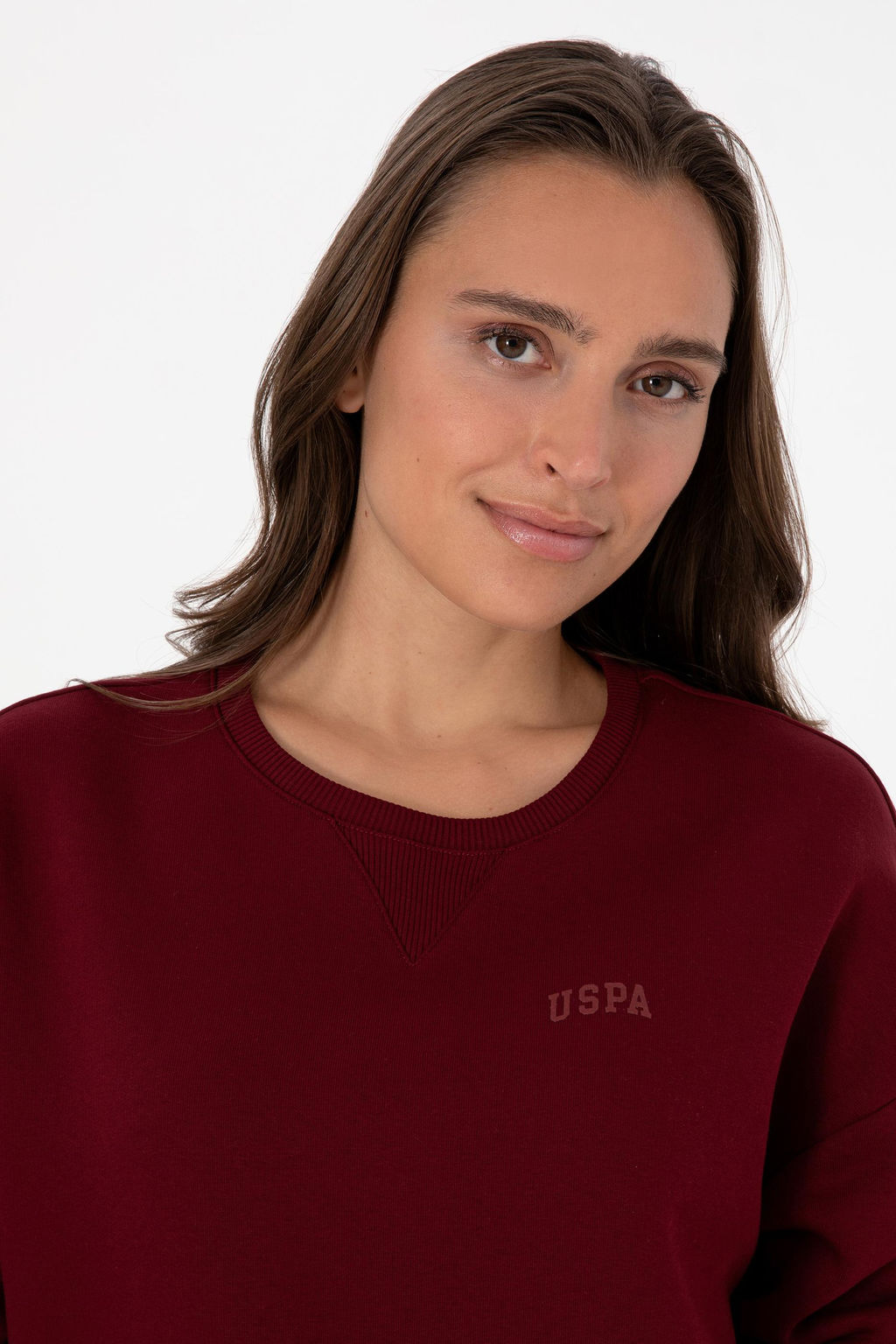 Kad_n Bordo _ardonlu Bisiklet Yaka Basic Sweatsh_rt Sepette S_rpriz _ndirim - U.s. polo assn фото 2
