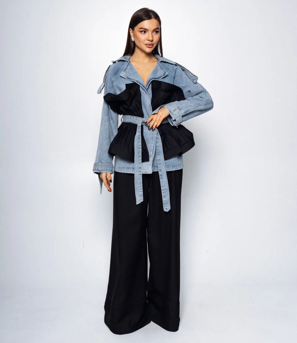 Пиджак #КТ857 (2), чёрный,голубой