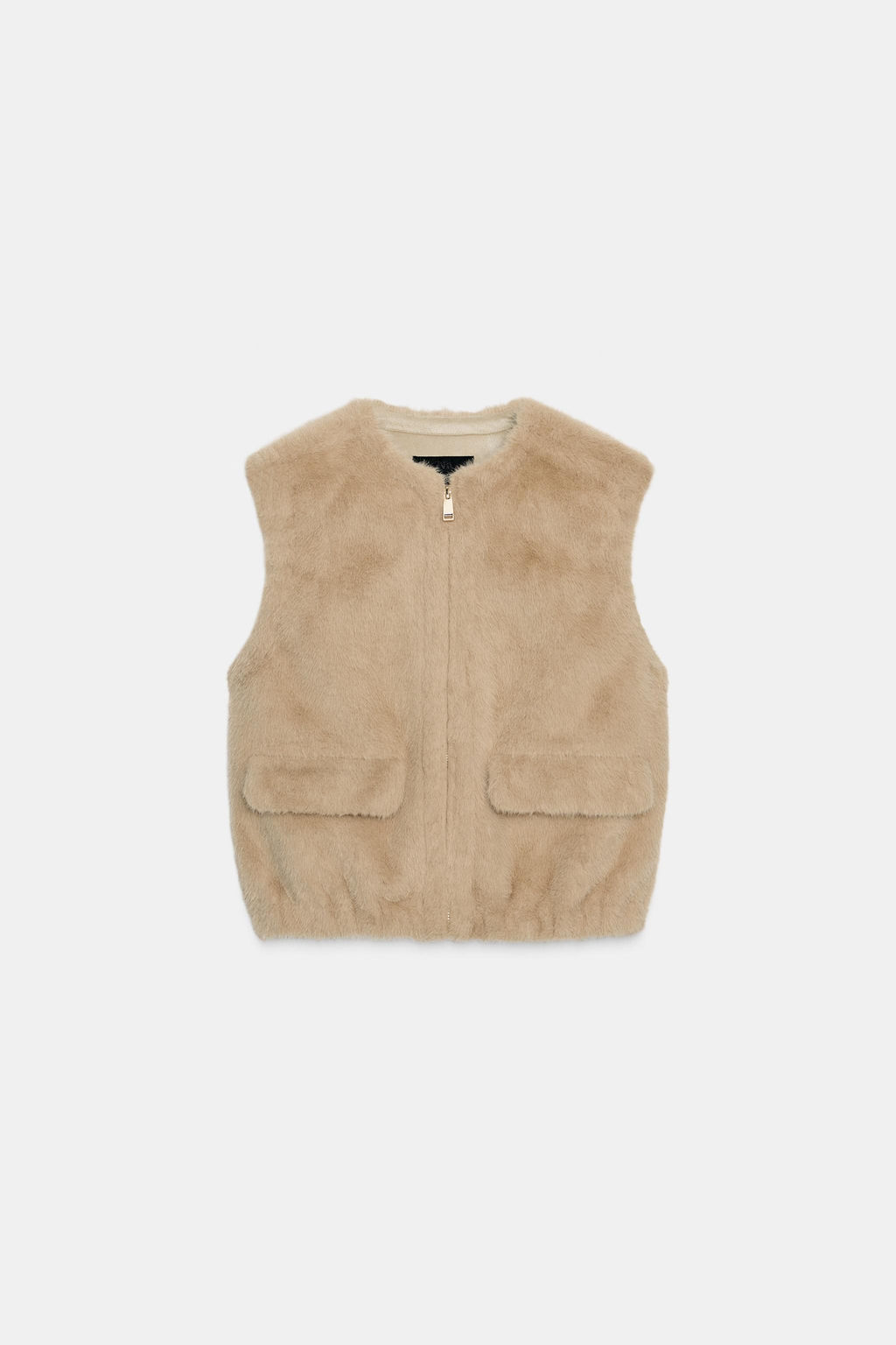 FAUX FUR GILET WITH ZIP - Zara фото 6