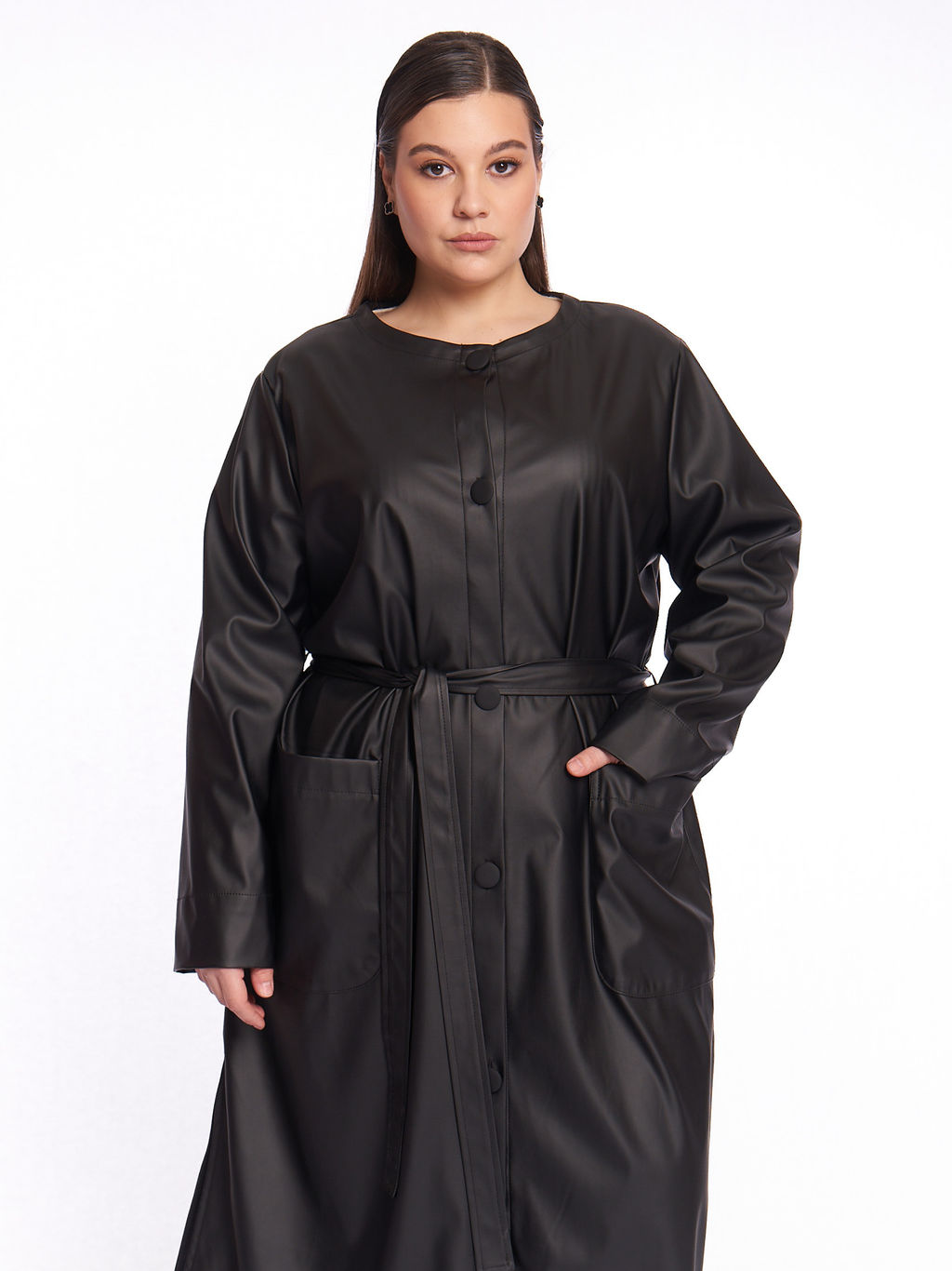 Кожаное пальто PL39309BLK01 - Артесса фото 3