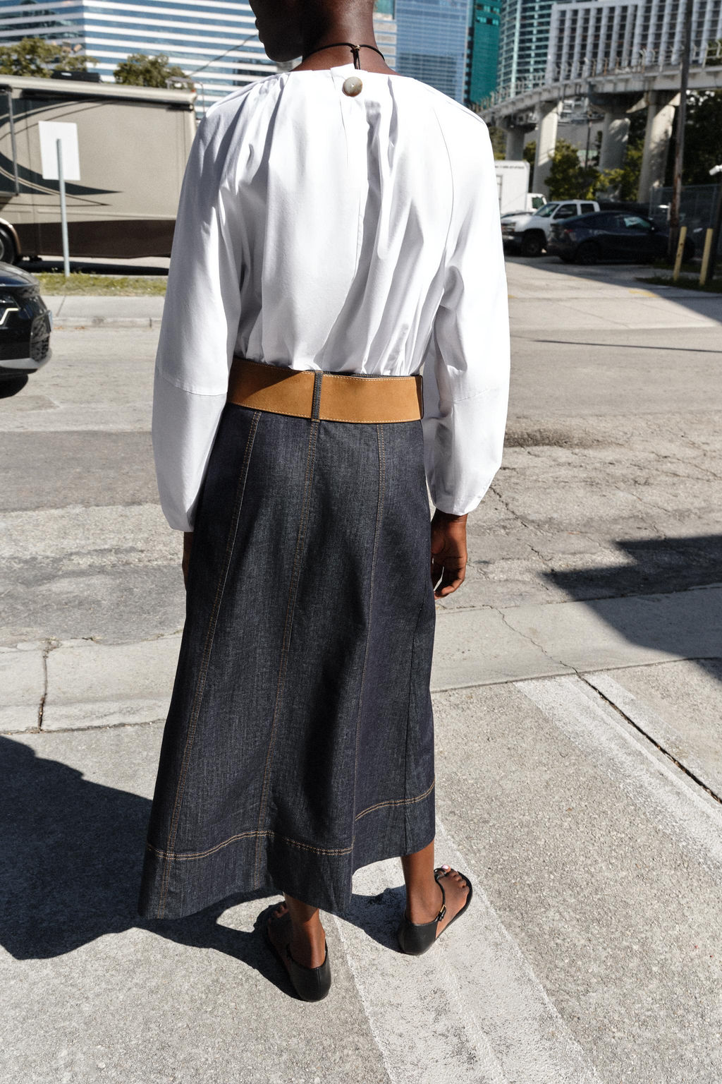 FALDA Z1975 MIDI DENIM CINTUR?N / Azul - Zara фото 6