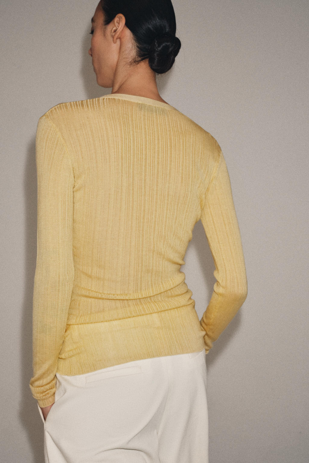 CHAQUETA PUNTO RIB / Amarillo - Zara фото 3