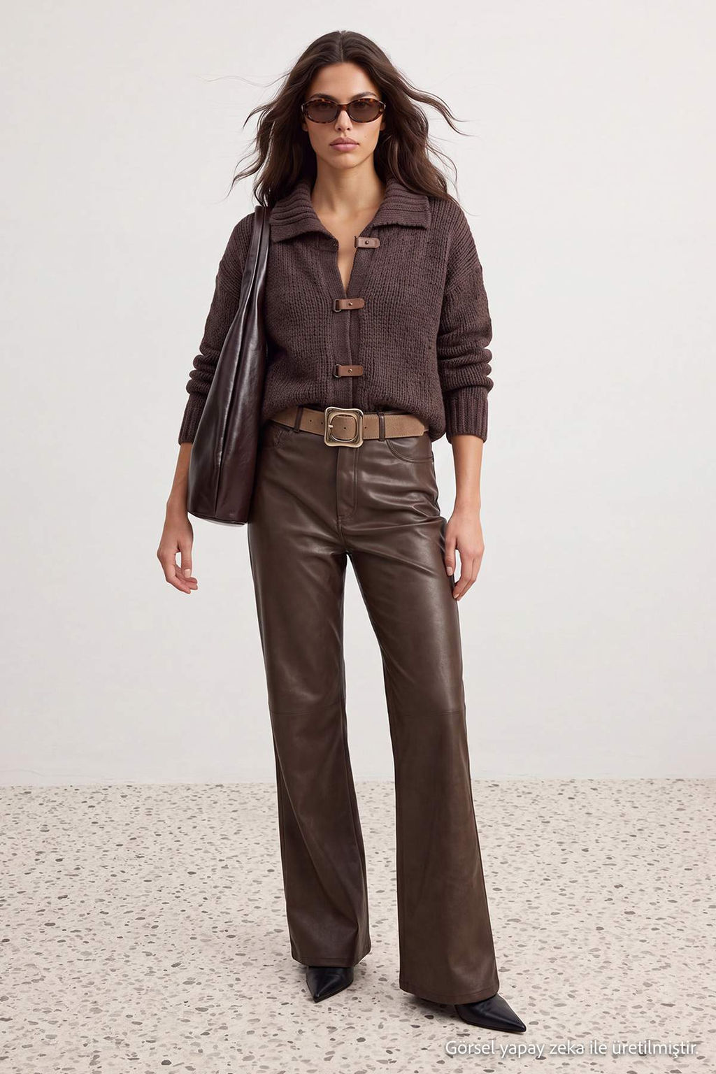 Kahverengi Devrik Yaka Kal_n Oversize Triko H_rka TWOAW27HI00044