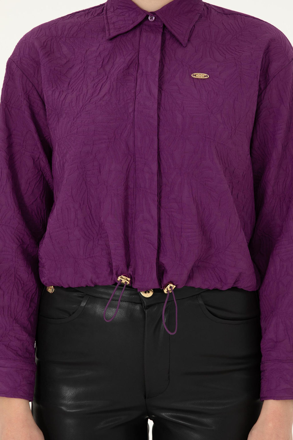 Женская фиолетовая рубашка с длинным рукавом Неожиданная скидка в корзине - U.s. polo assn фото 6