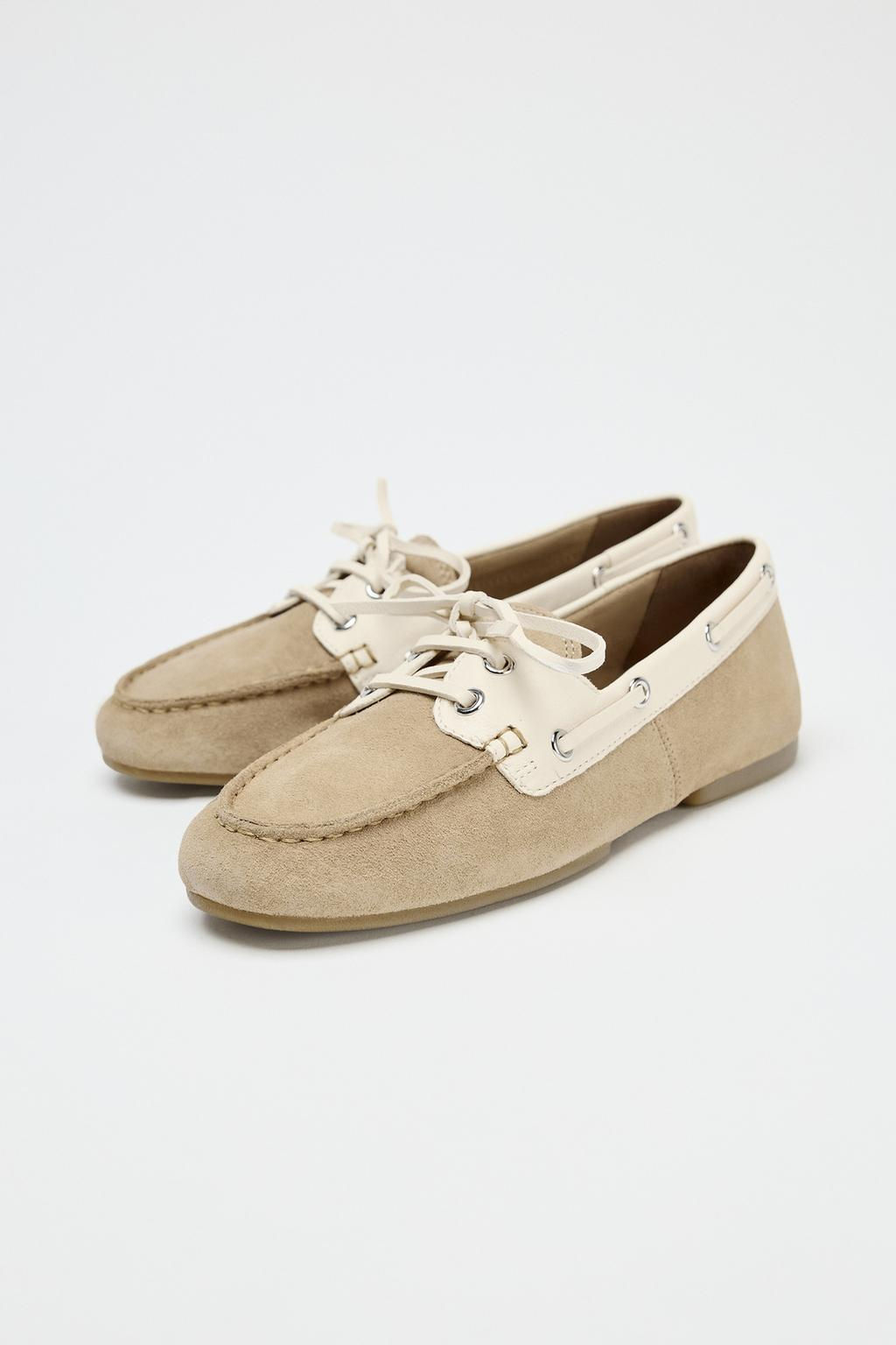 CONTRAST SUEDE LACE-UP LOAFERS - Zara фото 3