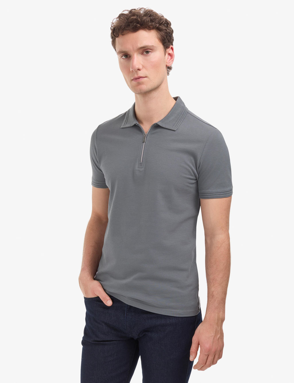 Antrasit Slim Fit %100 Pamuk K_vr_lmaz Polo Yaka Basic Ti__rt