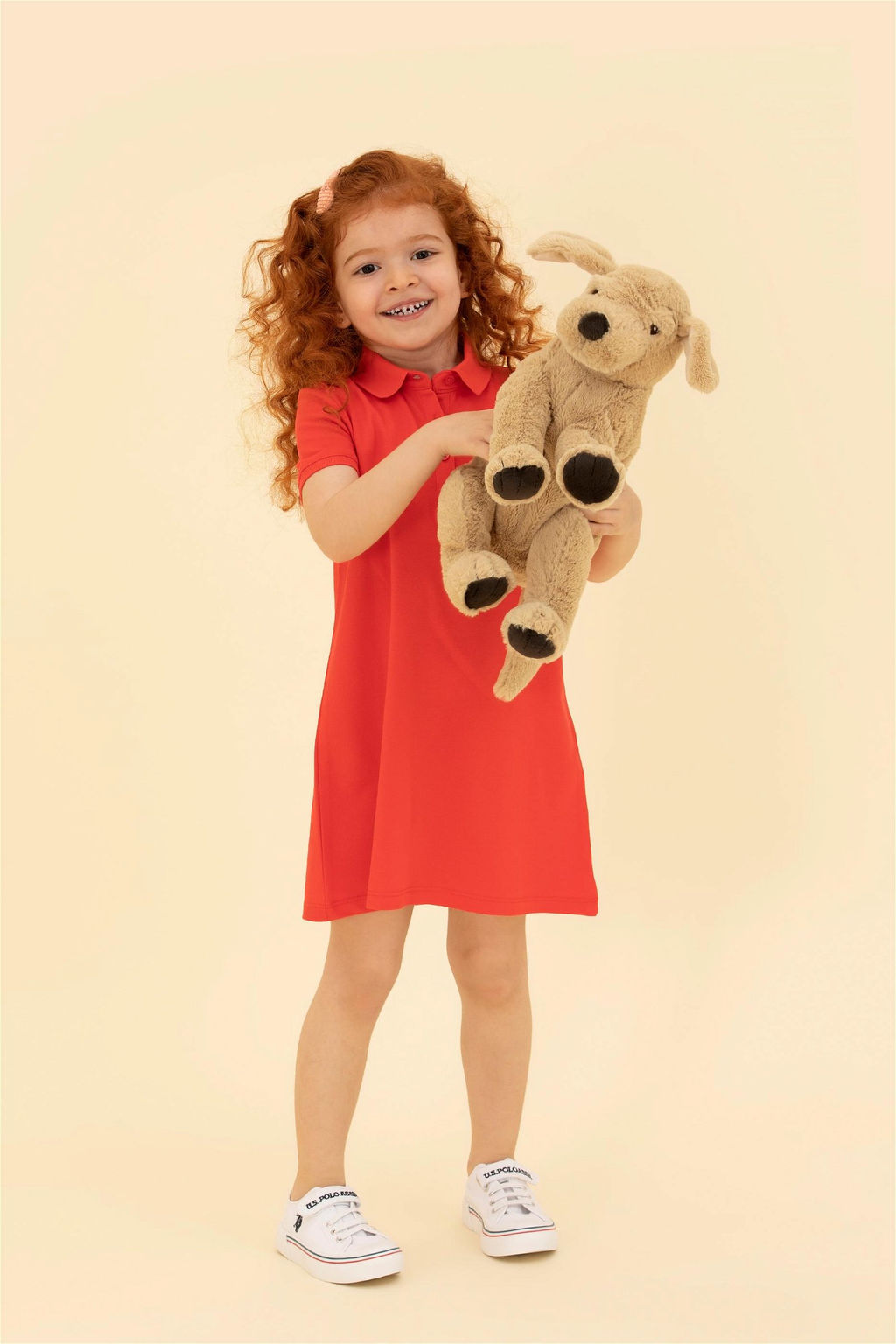 Красное трикотажное платье с воротником-поло для девочек и короткими рукавами Неожиданная скидка в корзине - U.s. polo assn фото 2