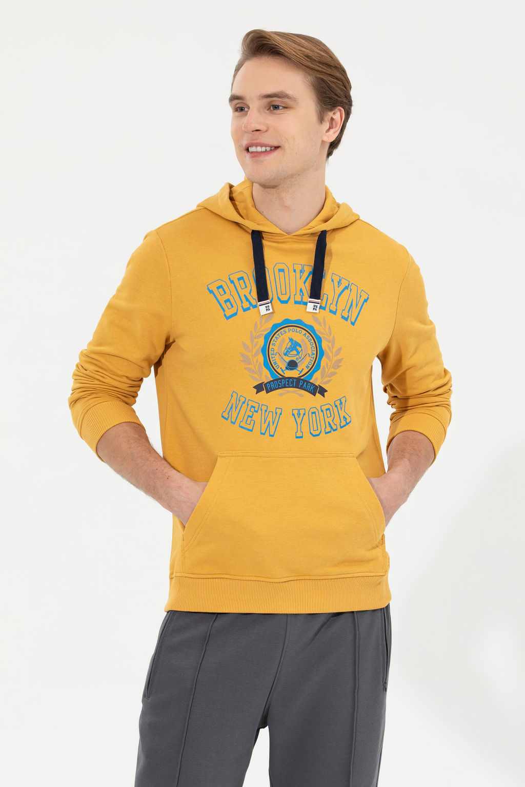 Мужская толстовка с капюшоном цвета шафрана - U.s. polo assn фото 13