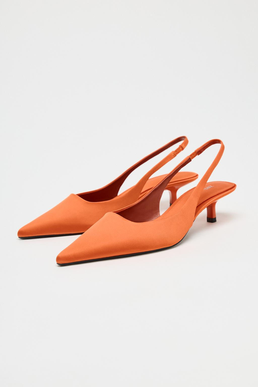 KITTEN HEEL SLINGBACK FABRIC SHOES - Zara фото 4