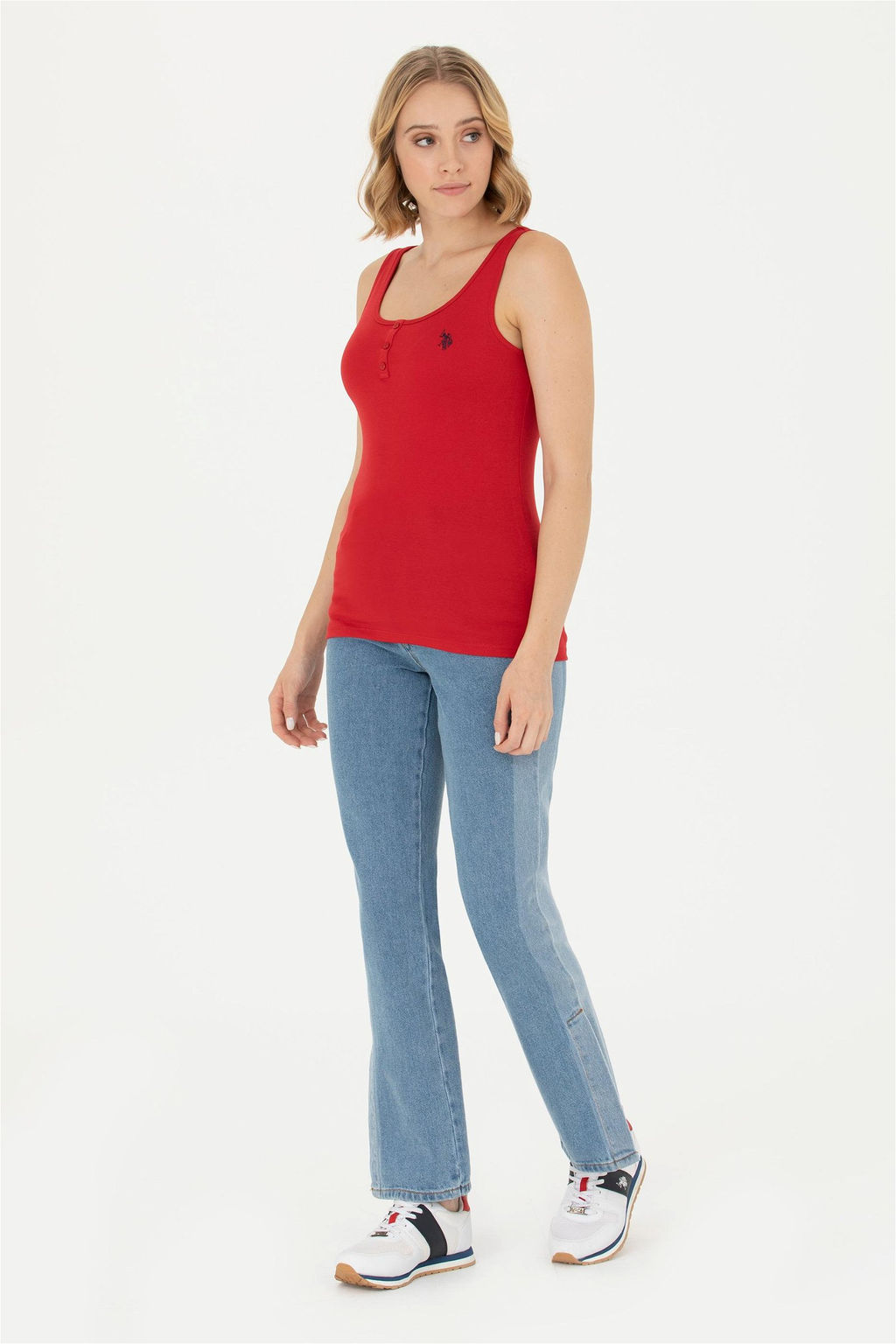 Женская красная базовая футболка - U.s. polo assn фото 4