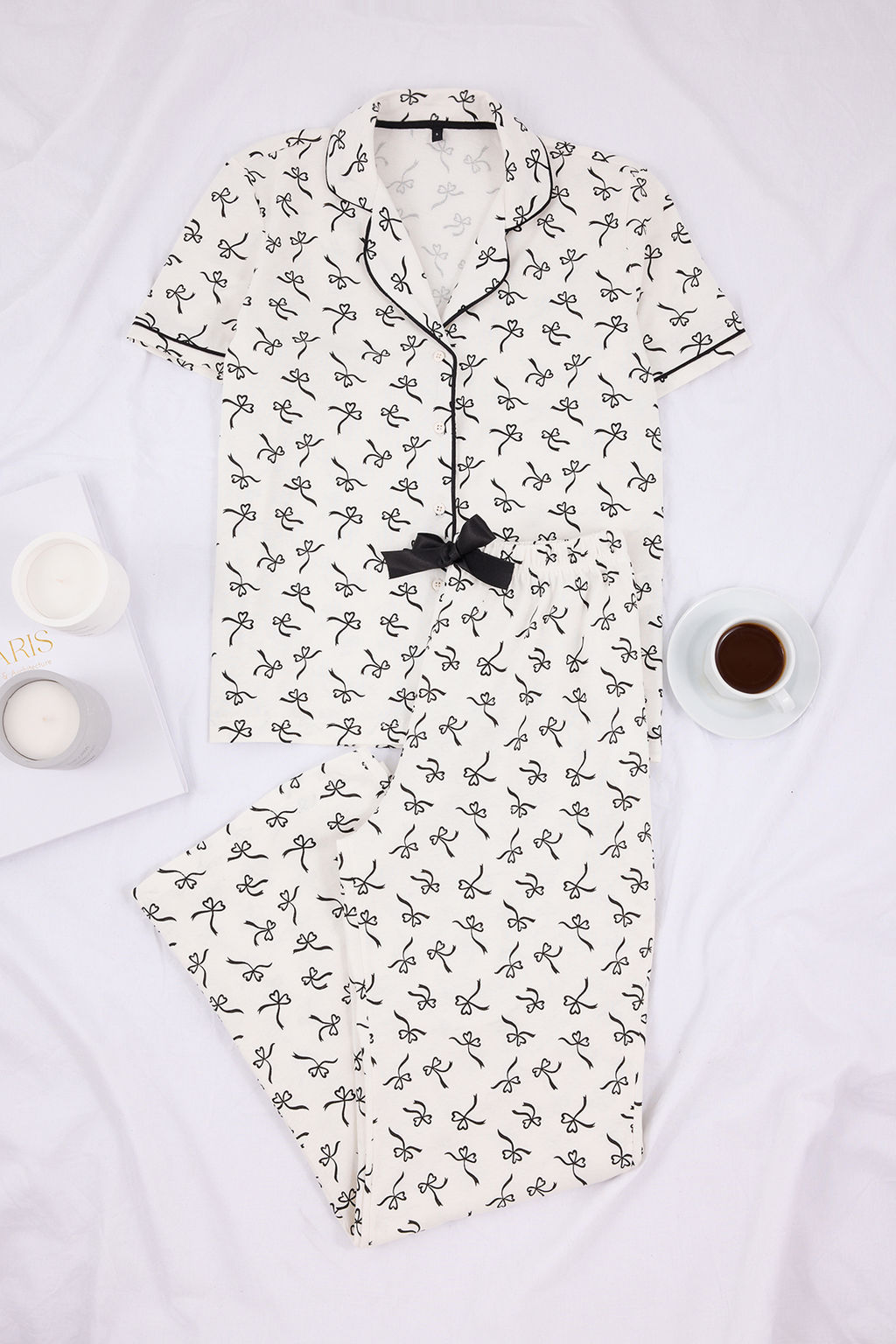 Beyaz %100 Pamuklu Kurdele Desenli Biyeli Orme Pijama Tak?m? THMSS26PT00026 - Trendyolmilla фото 12