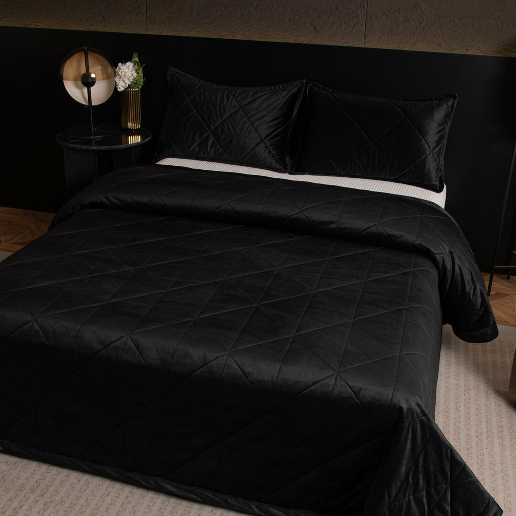 Велюровое покрывало в клетку и одна наволочка OVL047 160*220 50-70 1 шт