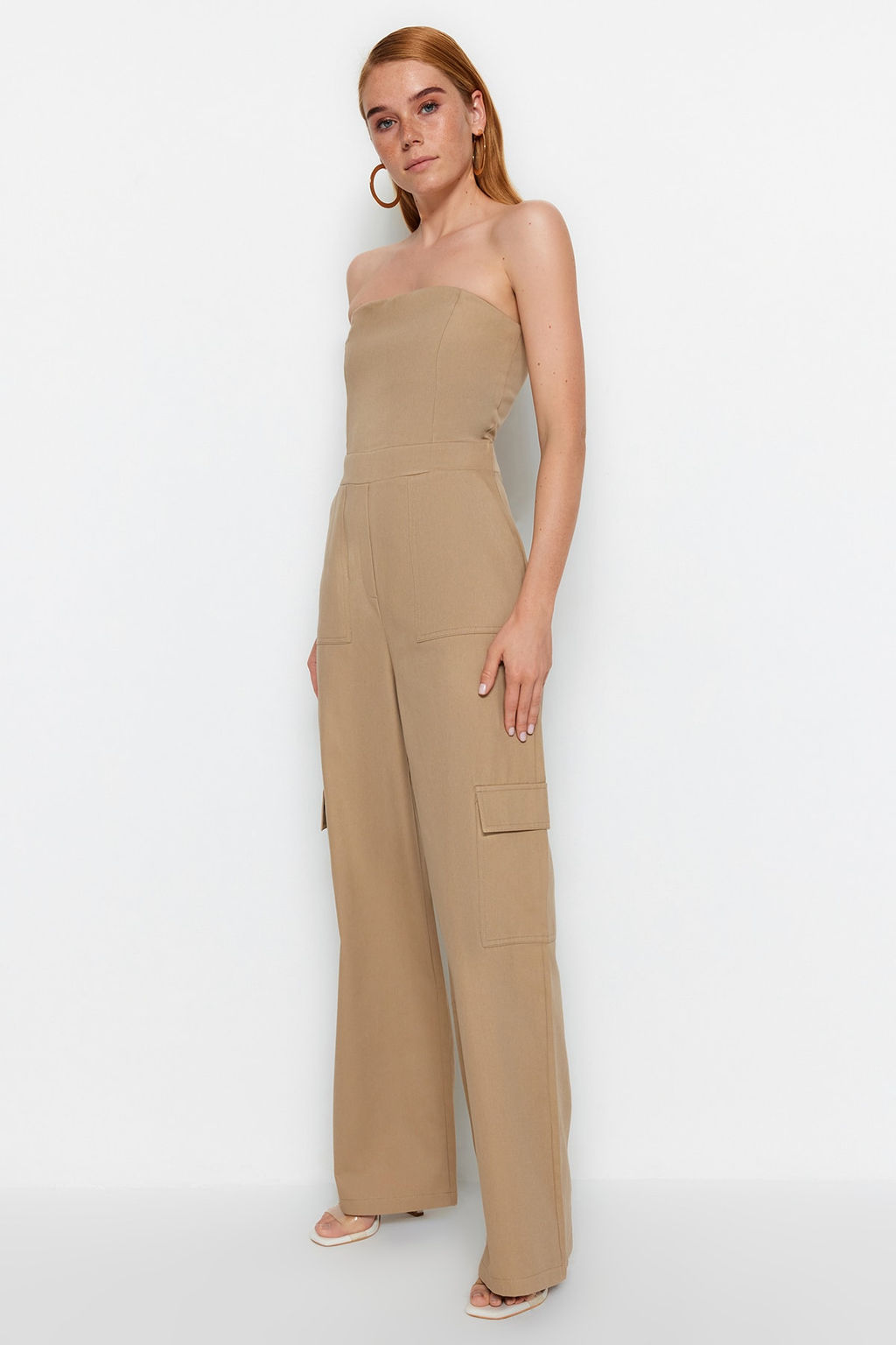 Camel Kargo Cepli Straplez Yaka Maxi Dokuma Tulum TWOSS23TU00192
