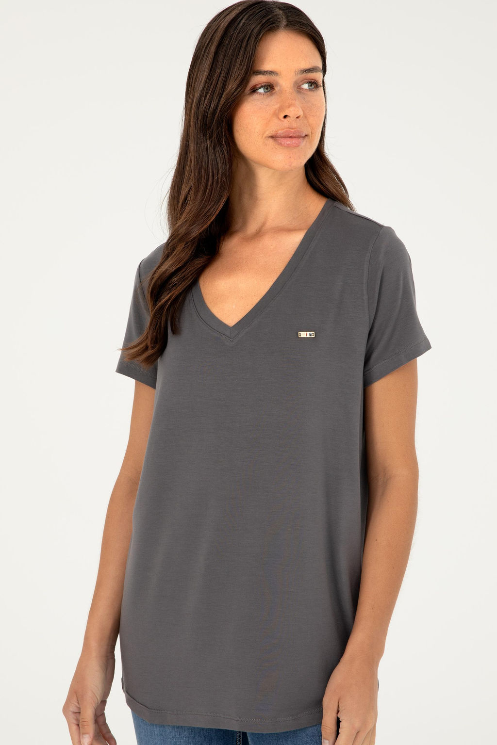Женская базовая футболка антрацитового цвета - U.s. polo assn фото 10