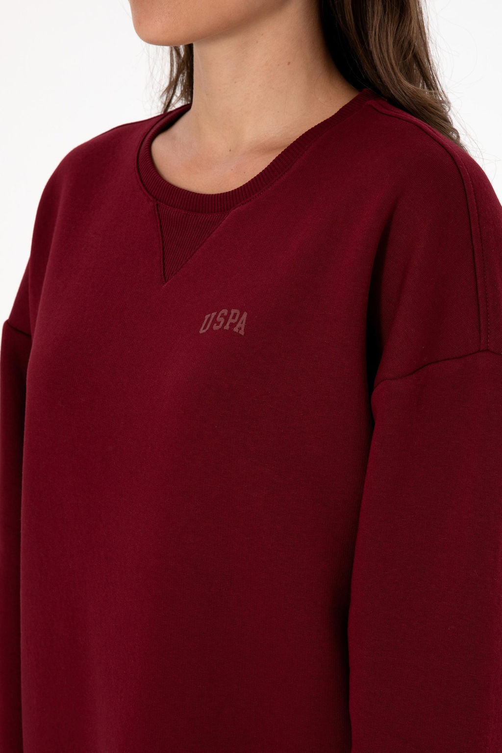 Kad_n Bordo _ardonlu Bisiklet Yaka Basic Sweatsh_rt Sepette S_rpriz _ndirim - U.s. polo assn фото 7