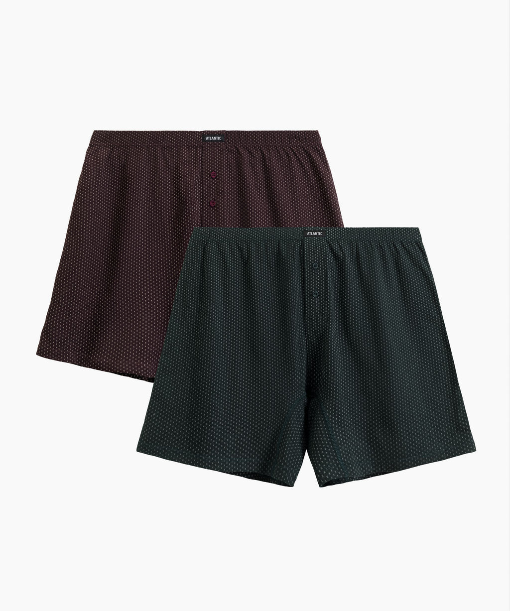 ATLANTIC 2MBX-079 Трусы боксеры Small Print - набор 2 шт. баклажан + изумрудный