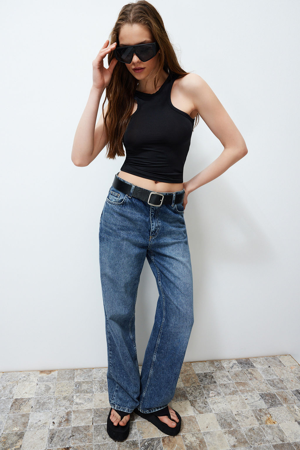 Siyah Ask?l? Esnek Fitted/Vucuda Oturan Orme Atlet TWOSS24AL00032 - Trendyolmilla фото 2