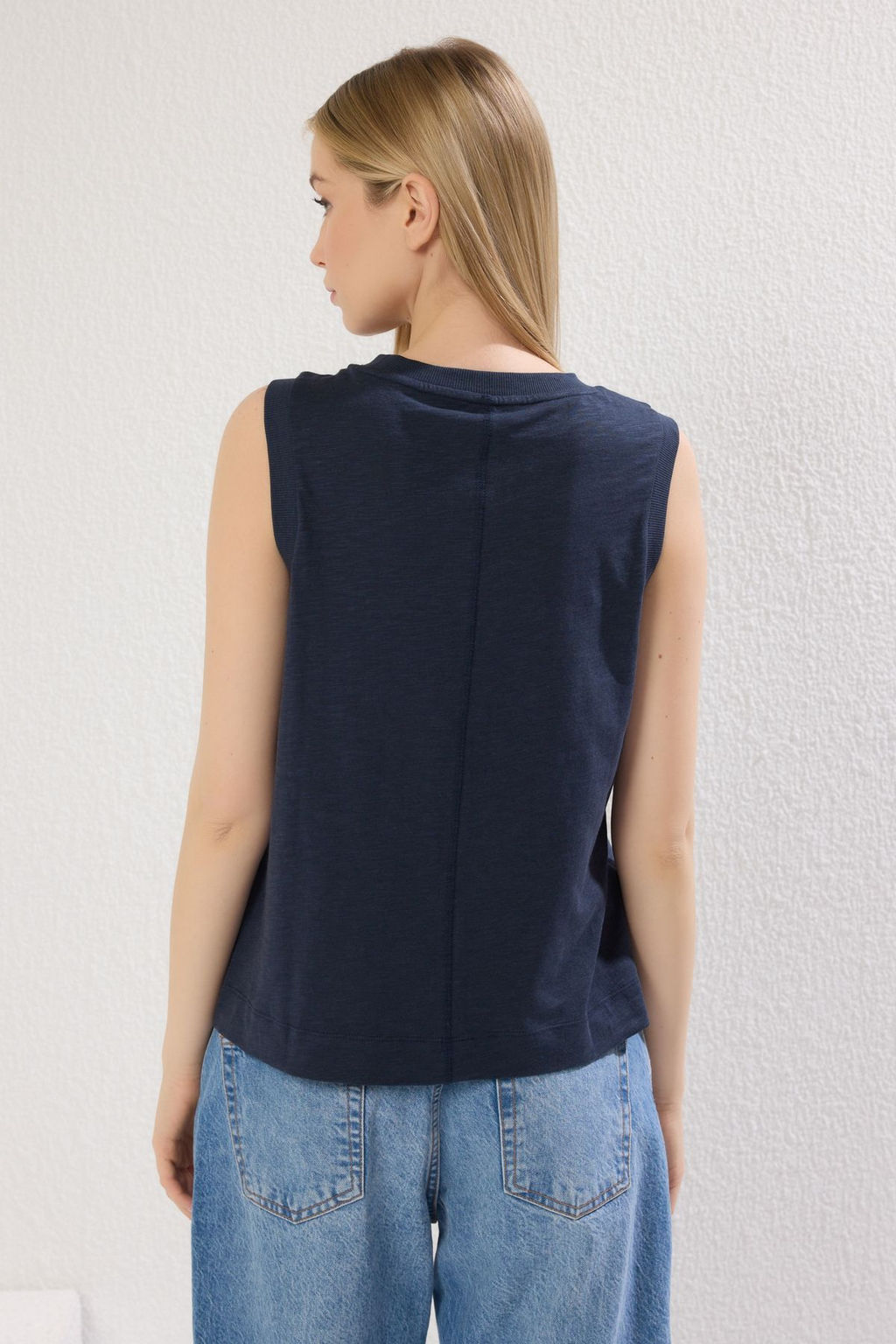 Lacivert More Sustainable Modal Icerikli KolsuzRegular/Normal Kesim Orme Atlet TWOSS25AL00029