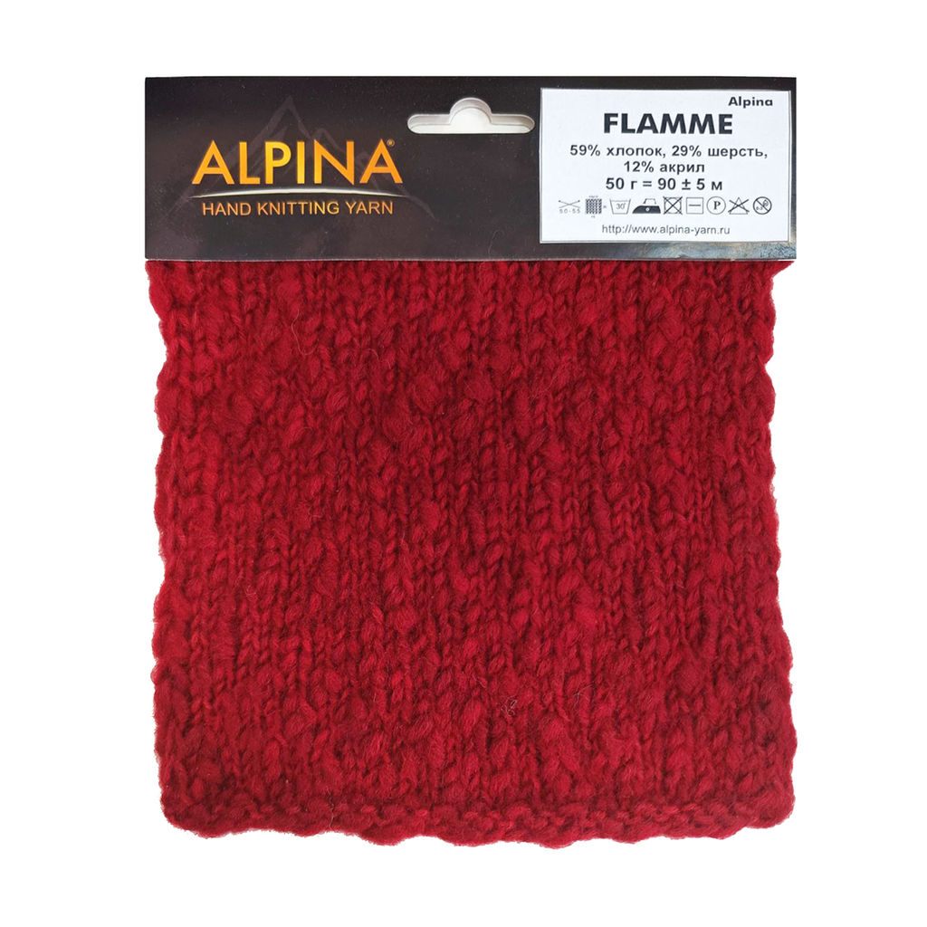 Пряжа ALPINA FLAMME 59% хлопок, 29% шерсть, 12% акрил 10 шт. х 50 г 90 м  5 м