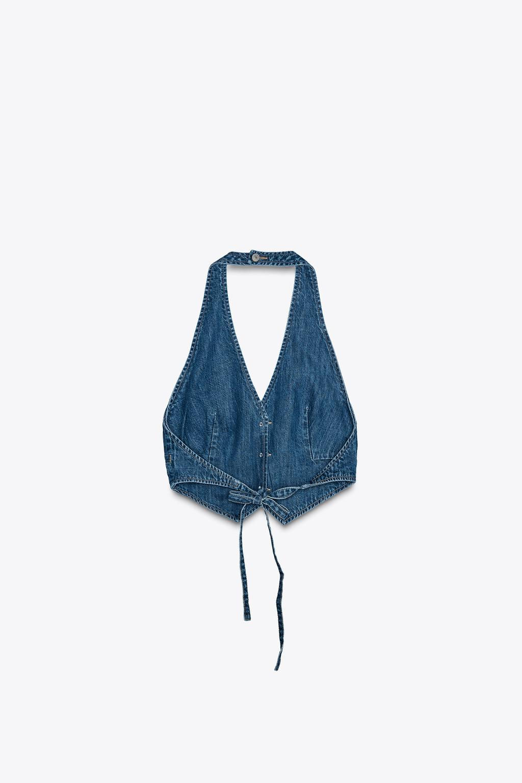 TIE DENIM TOP - Zara фото 8