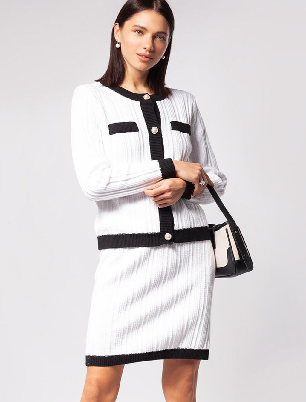 VILATTE / Жакет фактурной вязки с золотистыми пуговицами