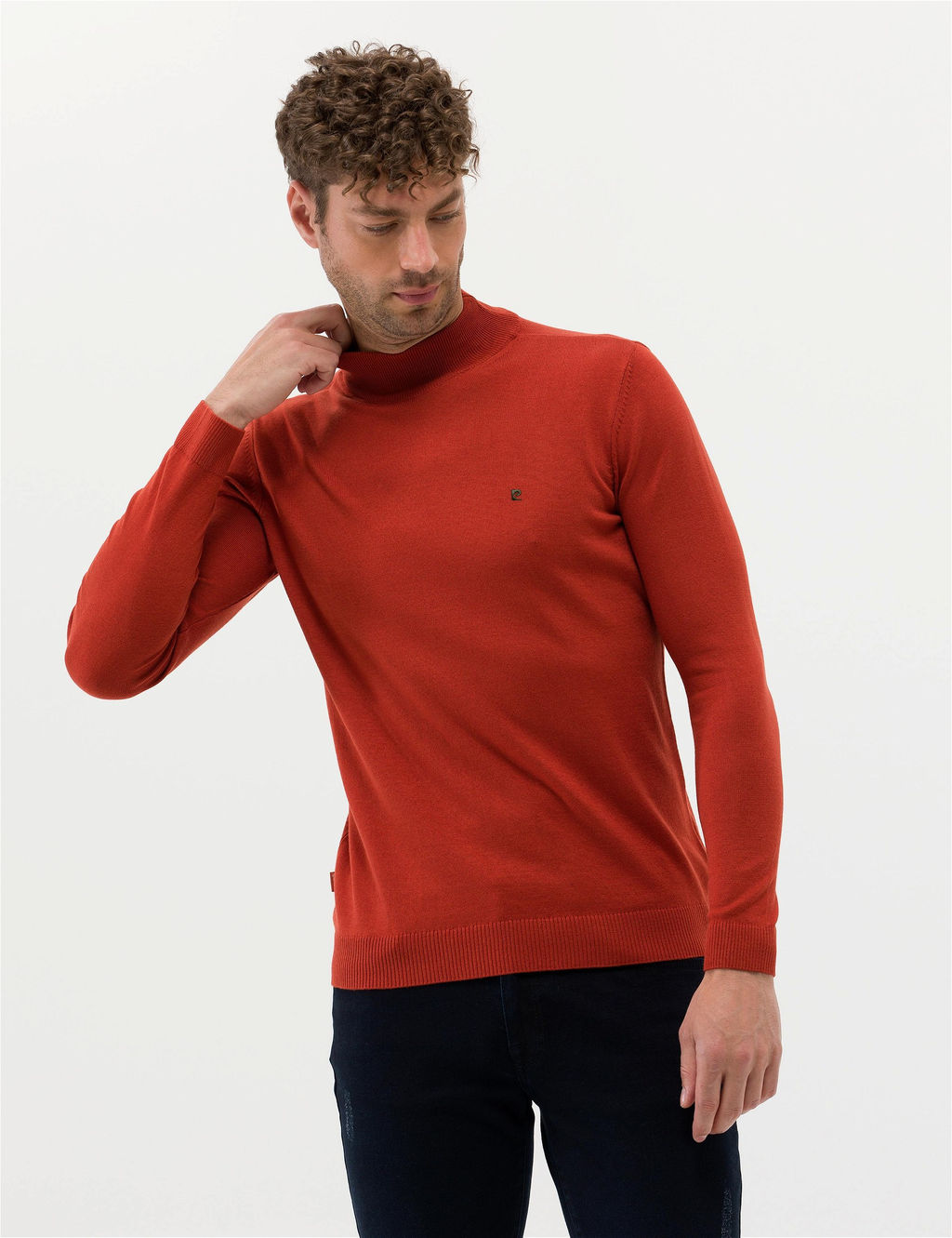 Kiremit Slim Fit Yar_m Bal_k__ Yaka Basic Triko Kazak - Pierre cardin фото 3
