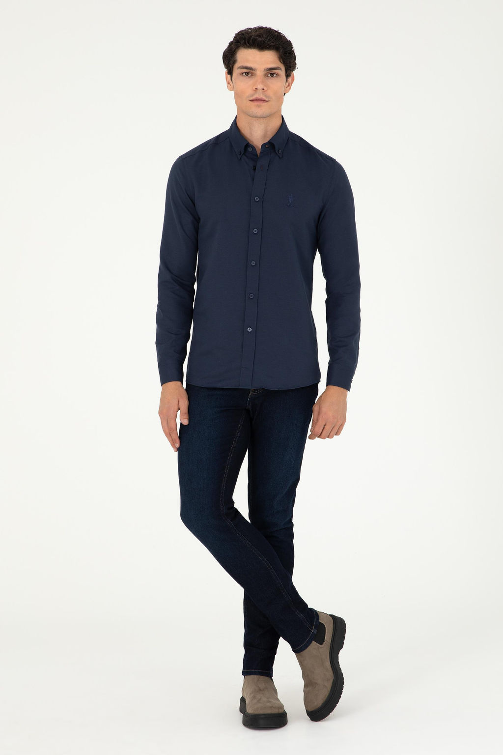 Мужская темно-синяя базовая рубашка с длинным рукавом Неожиданная скидка в корзине - U.s. polo assn фото 4