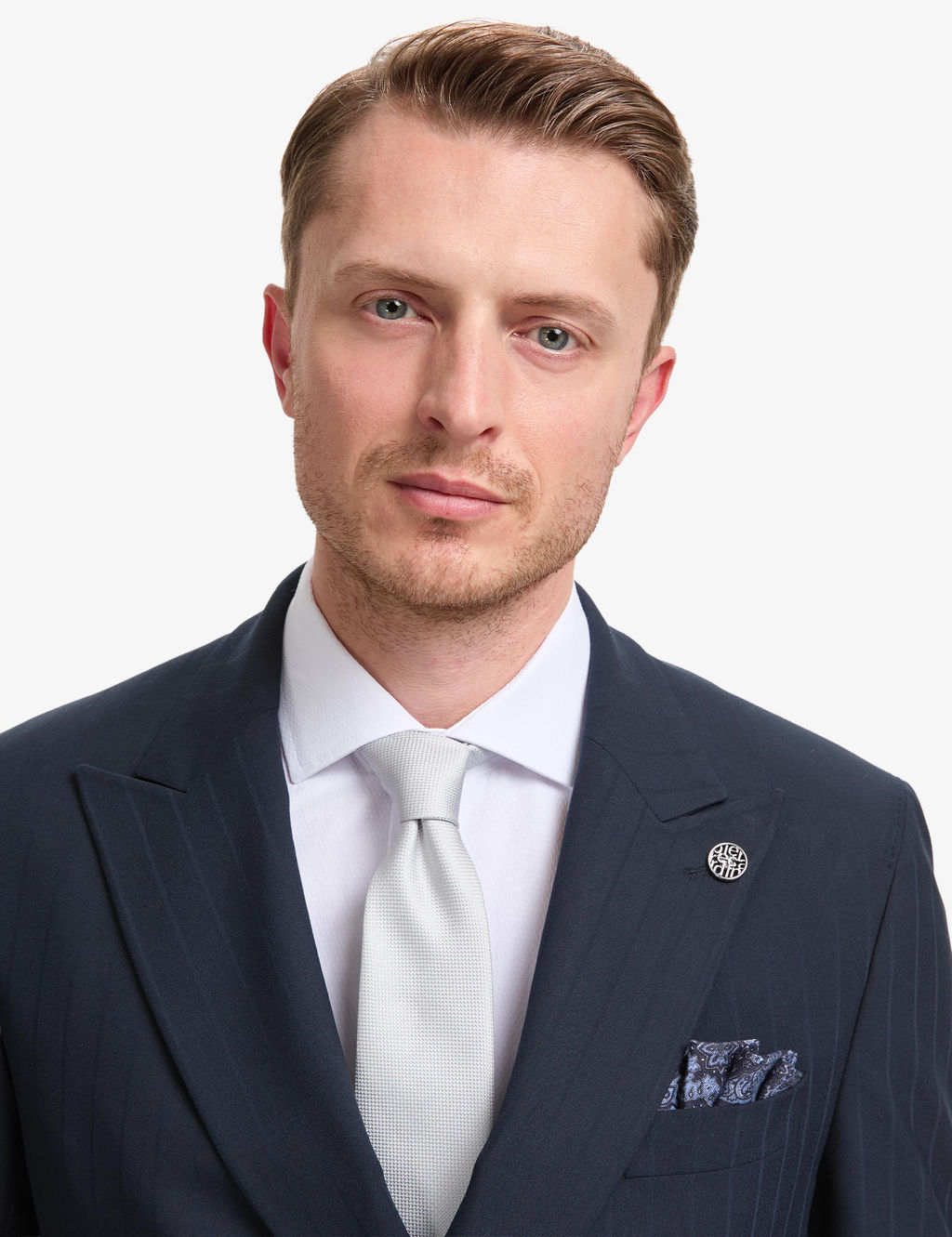 Lacivert Ex. Slim Fit _izgili Kruvaze Tak_m Elbise