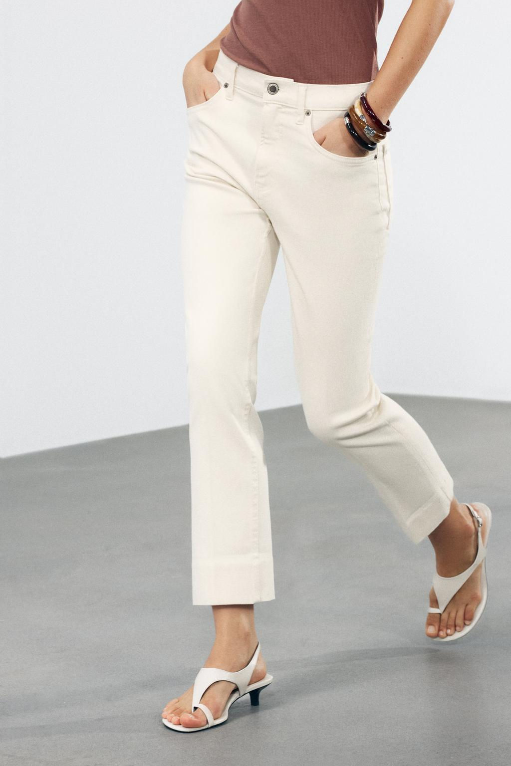 ZW COLLECTION HIGH-WAIST BOOTCUT CROPPED JEANS - Zara фото 12