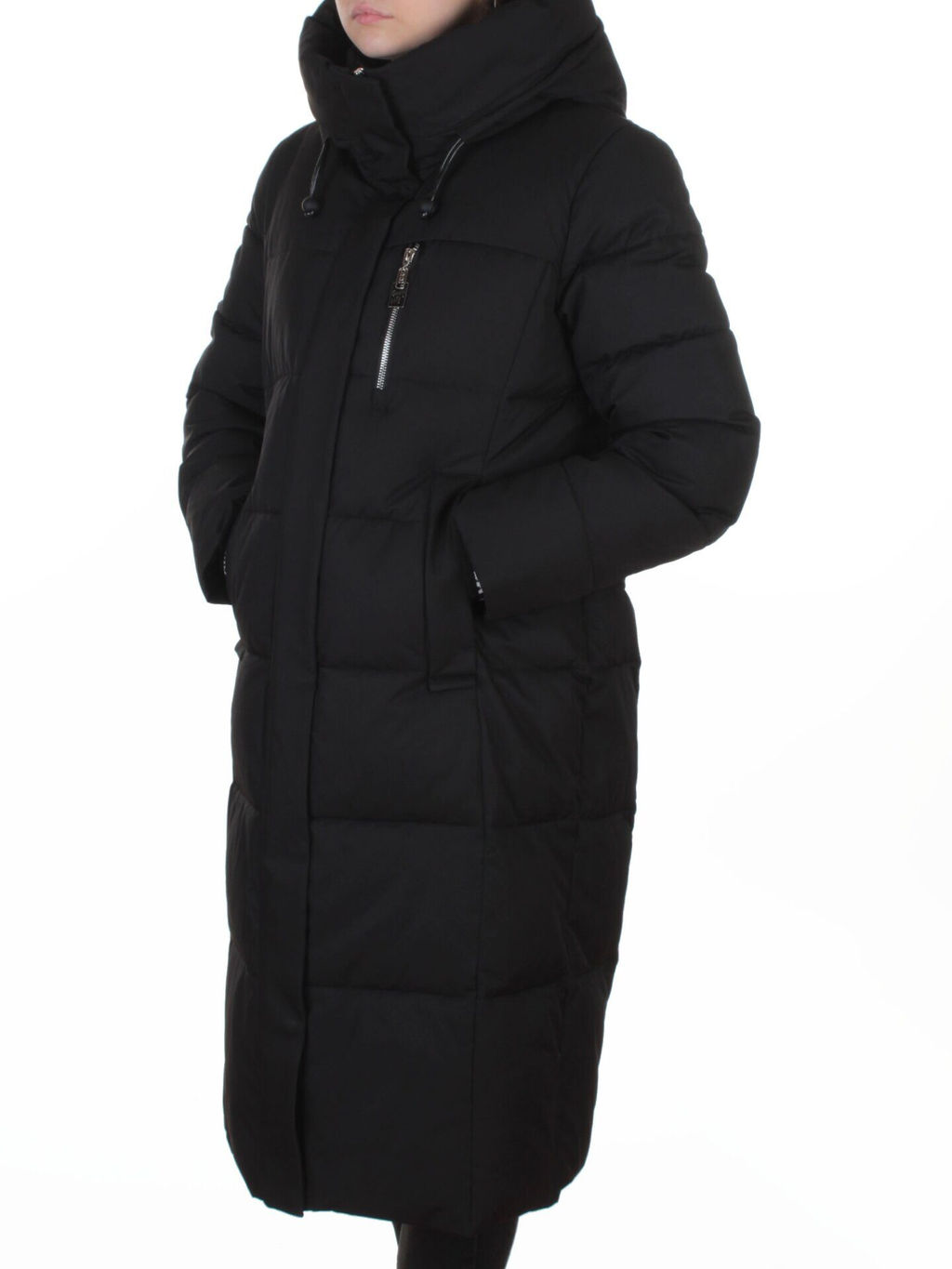 8321 BLACK Пальто зимнее женское (200 гр. холлофайбер)