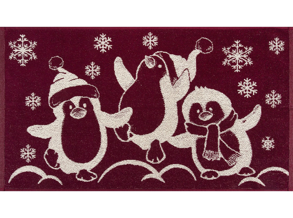 Полотенце махровое 6с103.412ж1 Пингвины (кр.дерево1) 50х90см