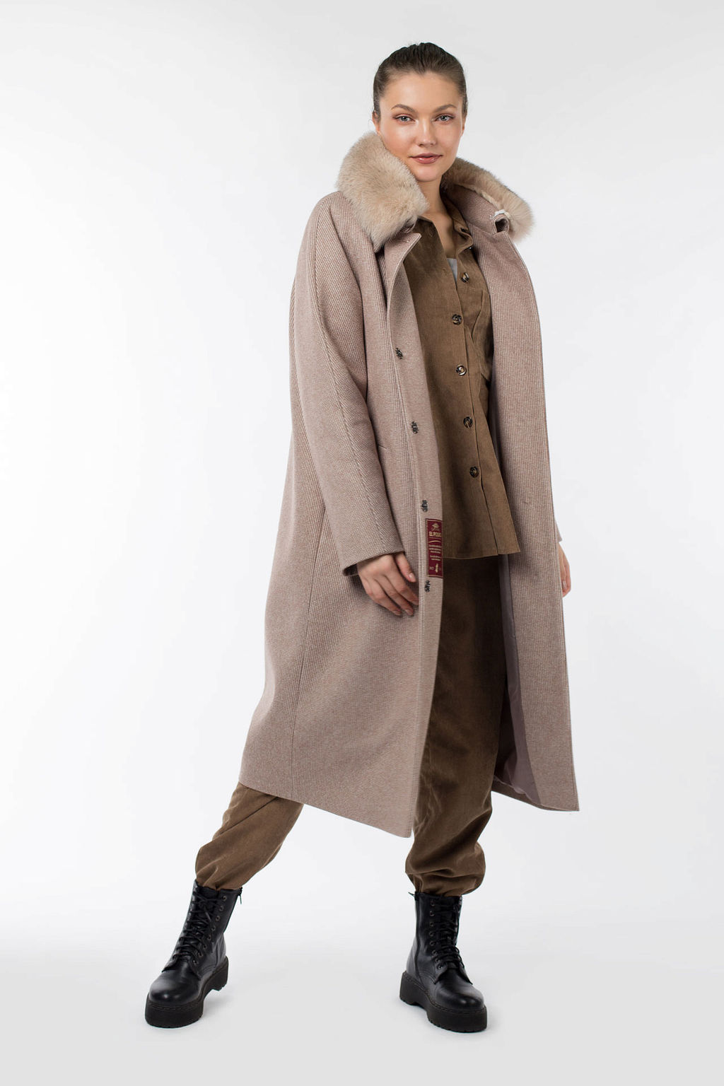 Мех натуральный (песец) Пальто утепленное Холлофайбер 300 - El podio фото 2