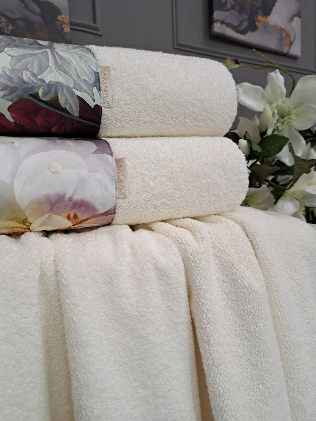 Полотенце Adora Фрезия мята (молоко) 50х90см - Kazanov.a. фото 3