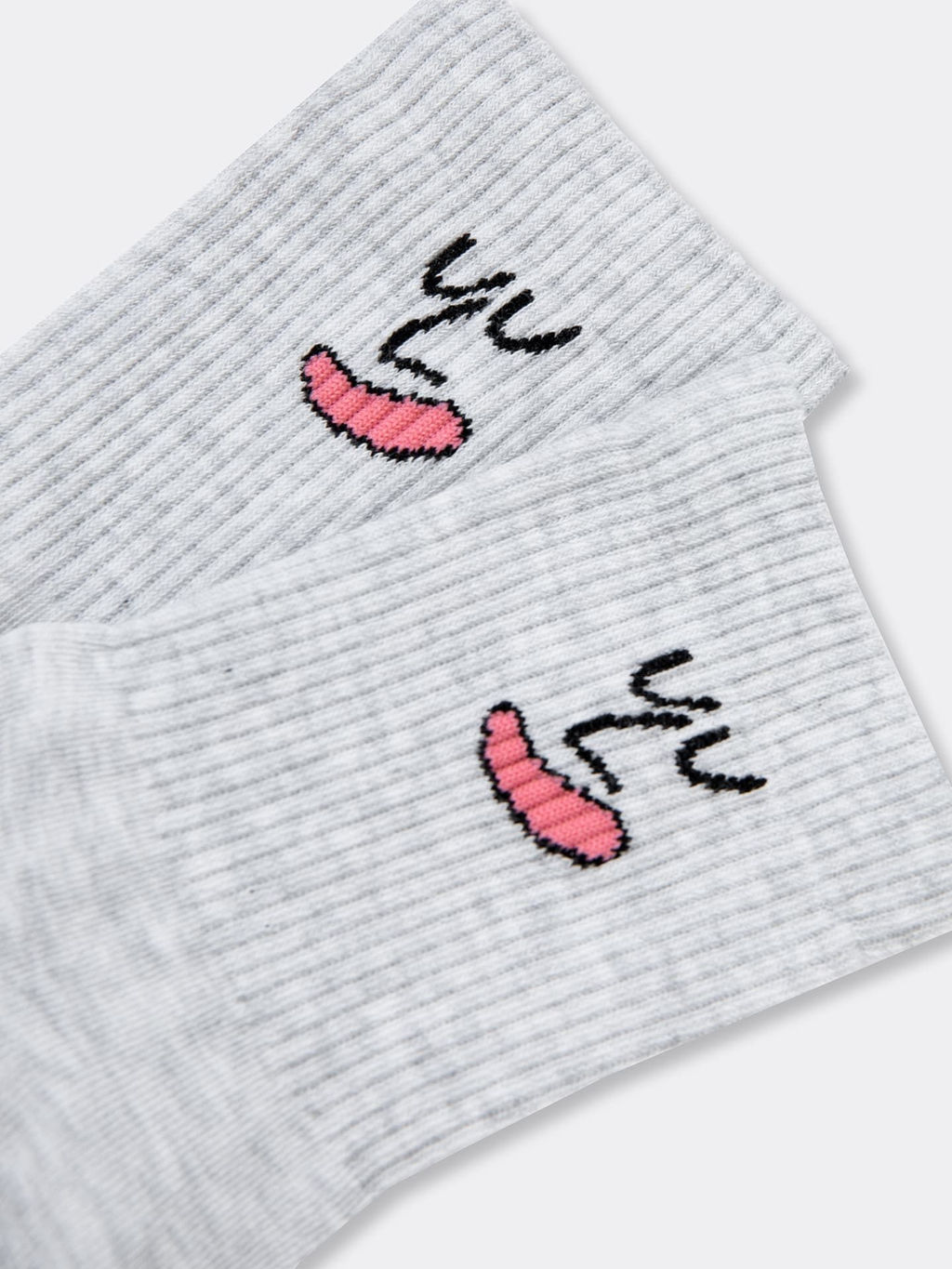 Цена за 5 пар! Носки унисекс серые с рисунком в виде эмоции св.серый меланж 556U-1633 - Mark formelle фото 2