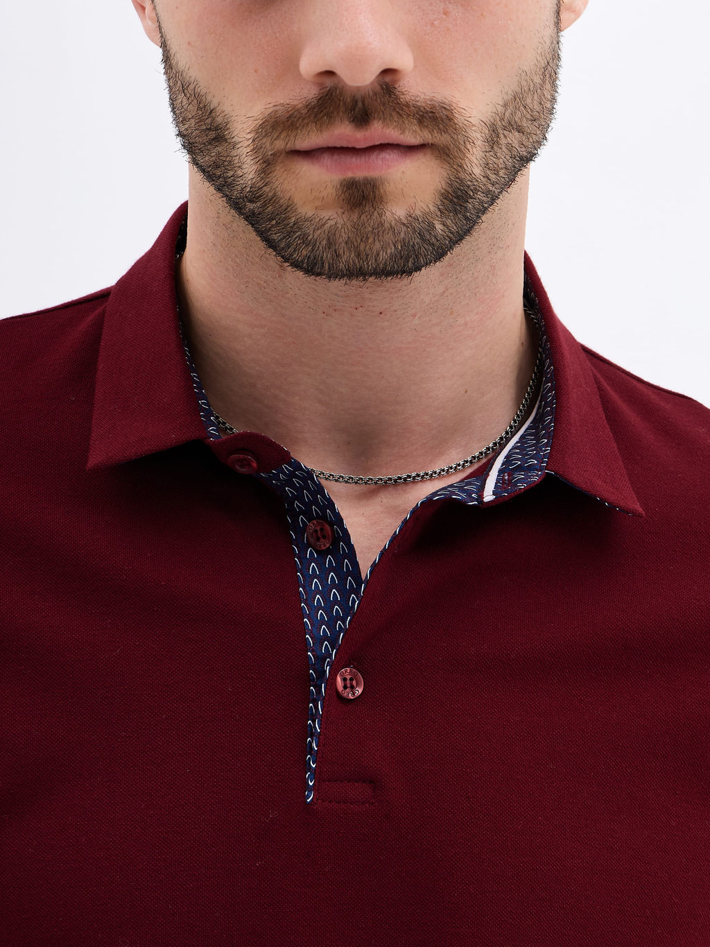 Джемпер мужской с воротником поло короткий рукав GREG G144-PO1246T-SAS2081(бордо)