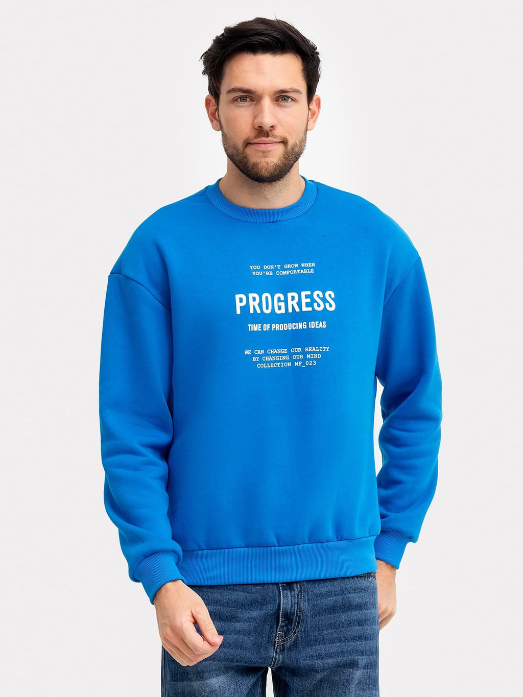 Джемпер мужской ультрасиний с печатью