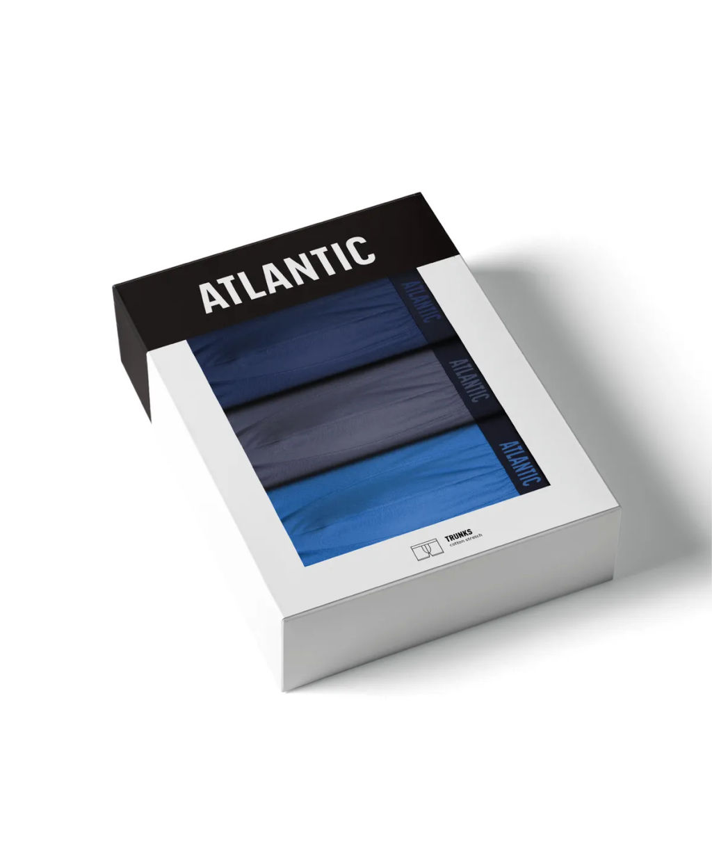 ATLANTIC 3MH-011 Трусы шорты Solid - набор 3 шт. темно-голубой + светло-голубой + индиго  фото 7