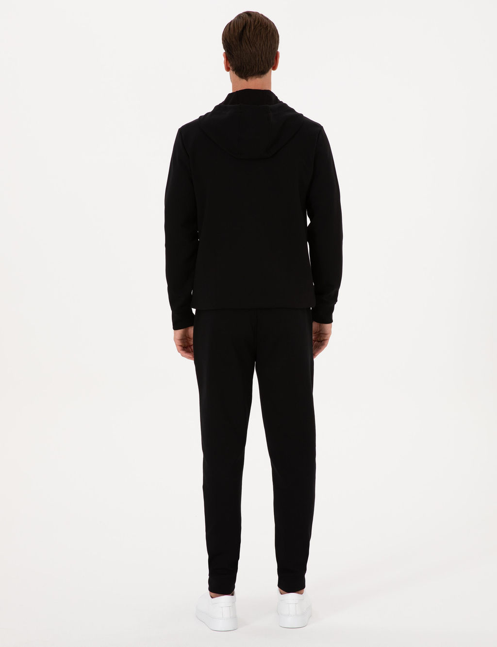 Siyah Slim Fit Pamuk Kar___ml_ Pa_as_ Lastikli E_ofman Alt_