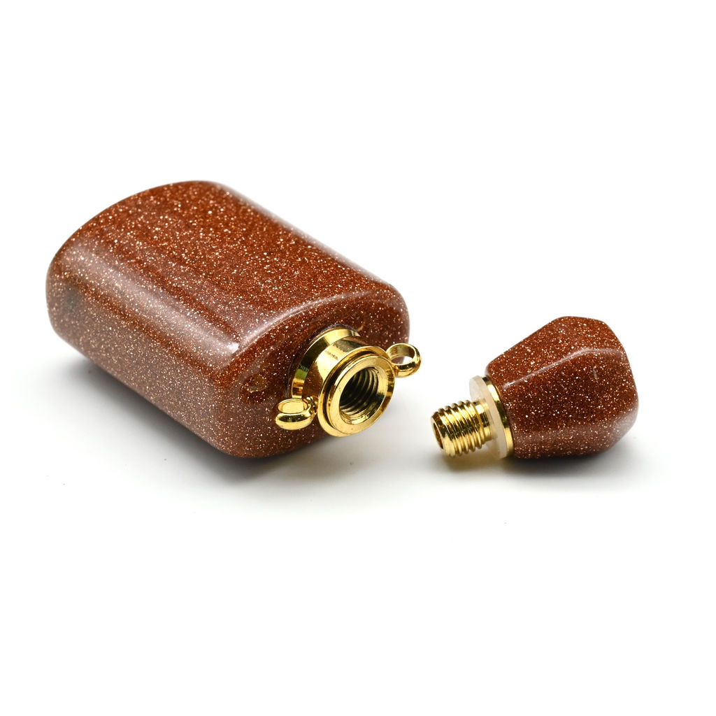 Парфюмерный флакон-кулон из авантюрина (имитация) 18*12*36мм