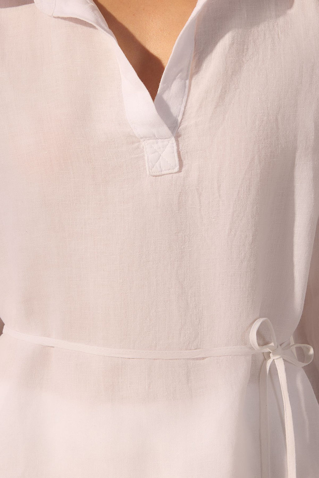 TRENDYOLMILLA Beyaz %100 Keten Baglama Detayl? Gomlek TWOSS25GO00130  фото 3