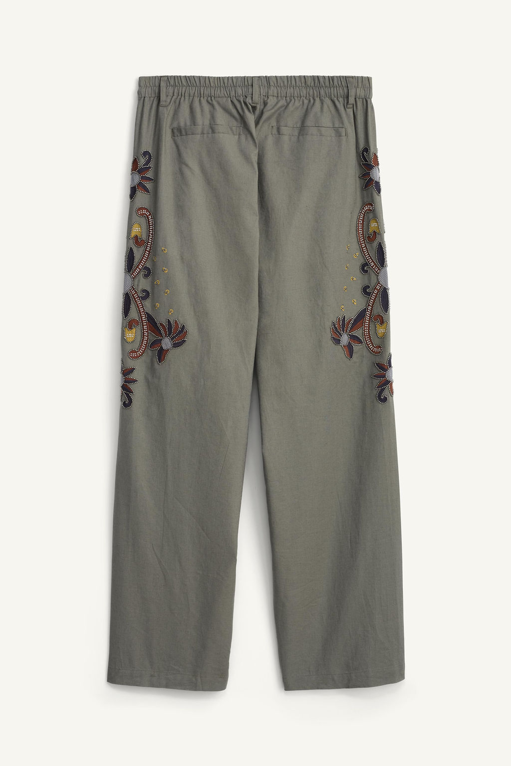 PANTAL?N LINO - ALGOD?N BORDADOS CONTRASTE / Verde / Azul - Zara фото 6