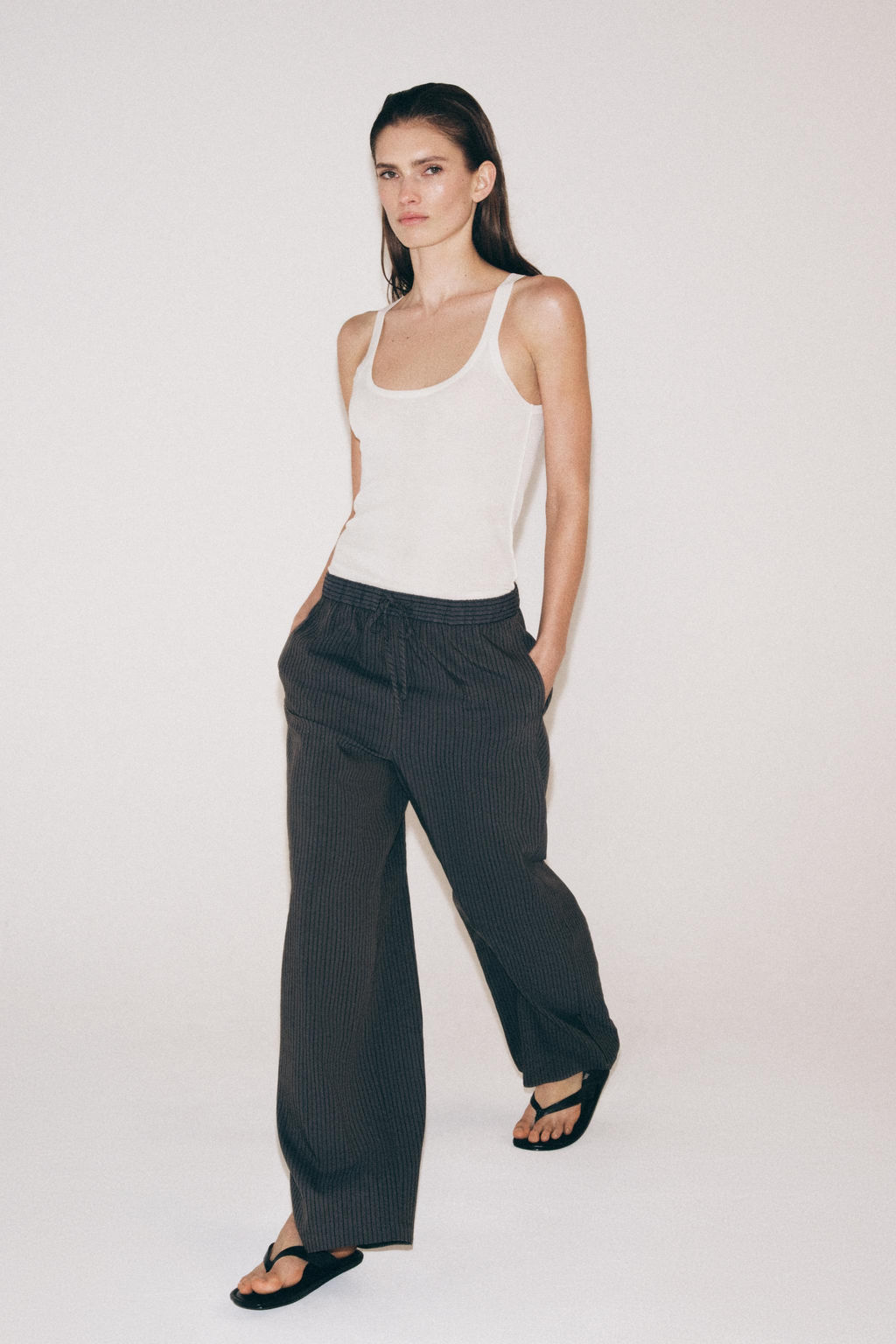 PANTAL?N PIJAMERO RAYAS ZW COLLECTION / Gris - Zara фото 4