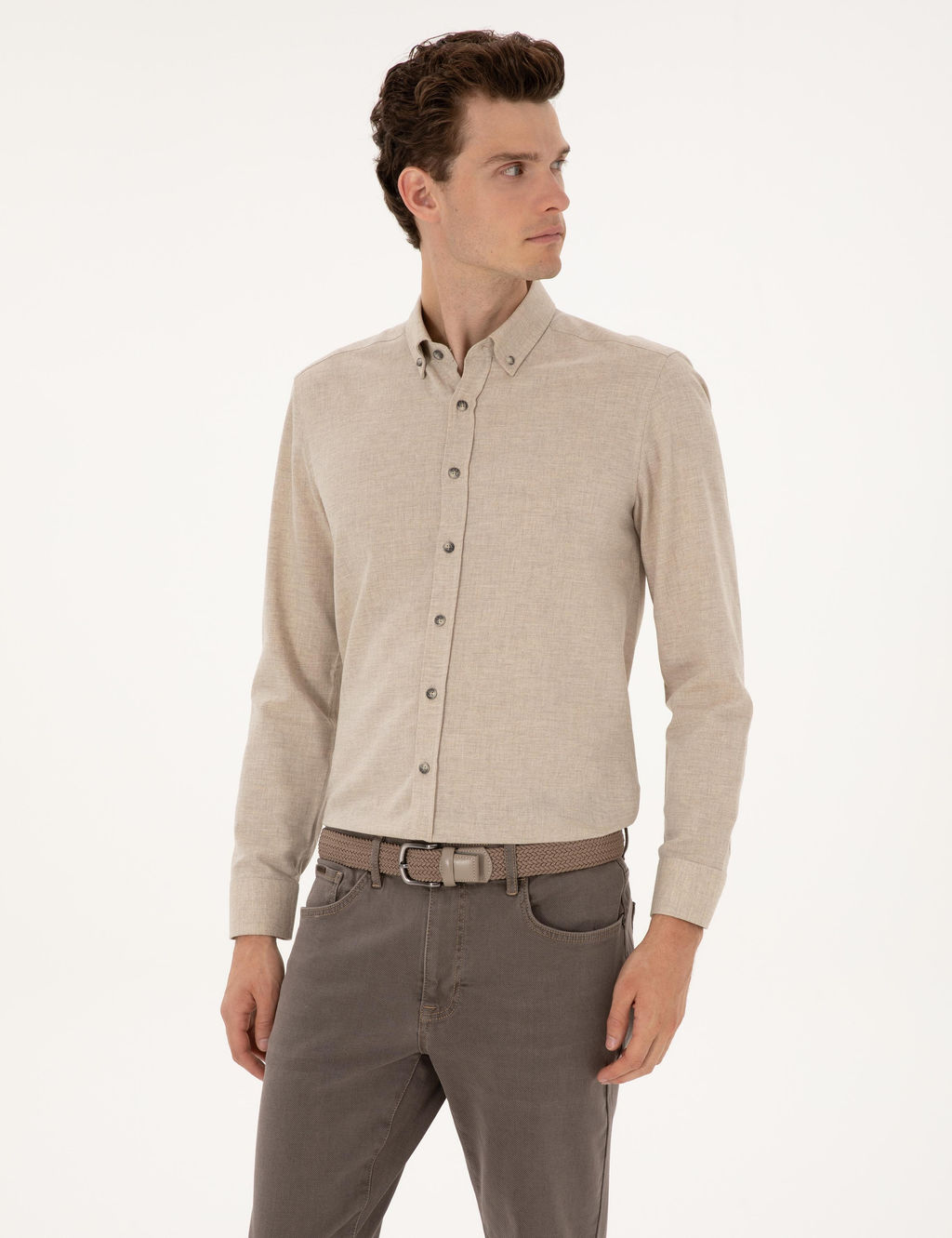 Bej Slim Fit Uzun Kollu G_mlek - Pierre cardin фото 3