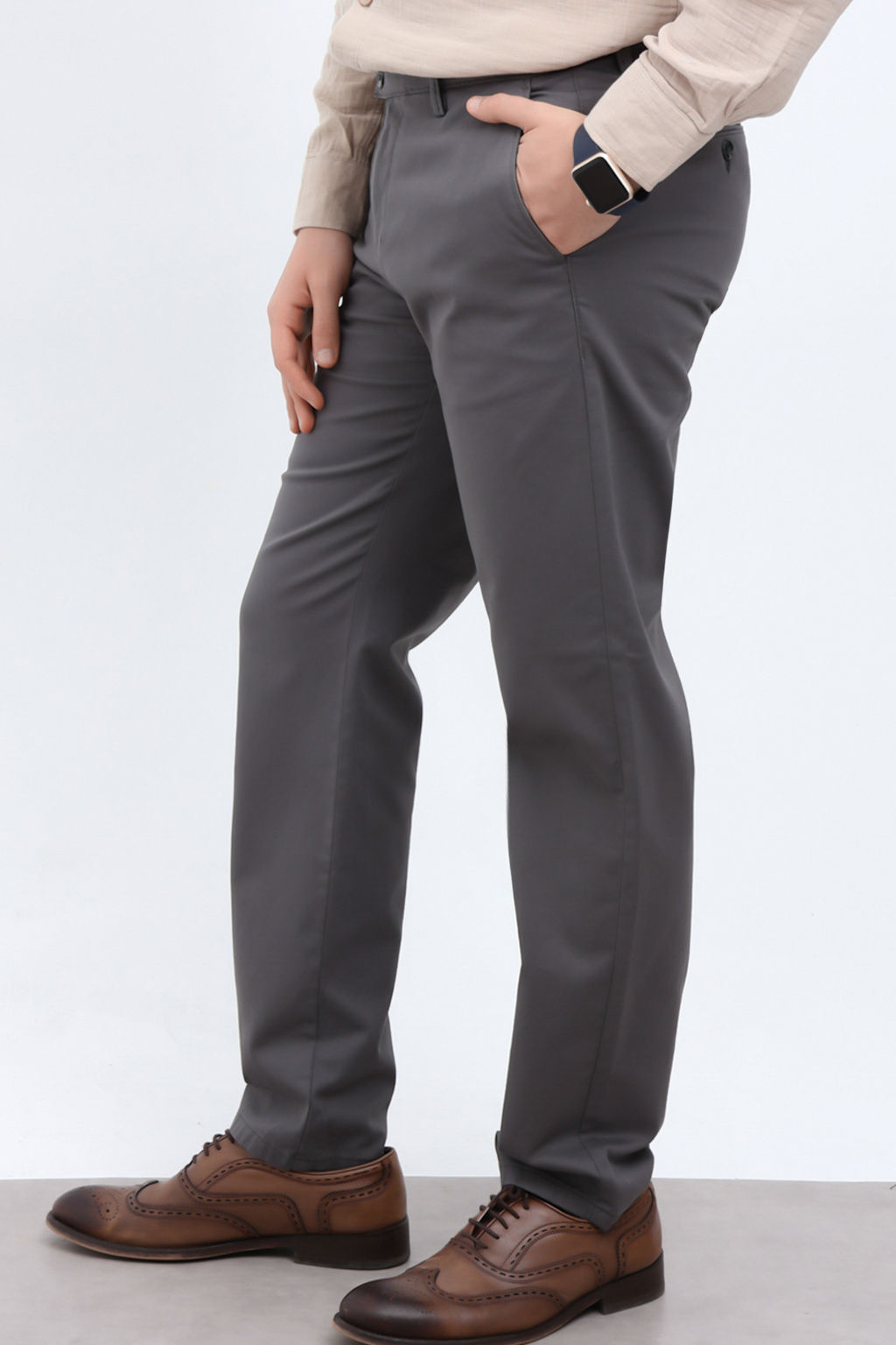 Gri Erkek Gabardin Dokulu Kumas Pantolon TMNAW26PL00026