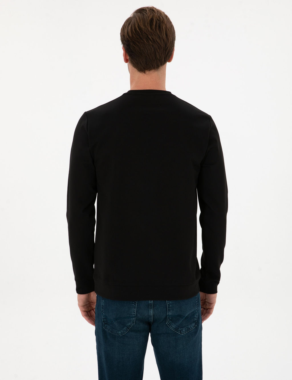 Siyah Regular Fit Bisiklet Yaka Sweatshirt - Cacharel фото 5