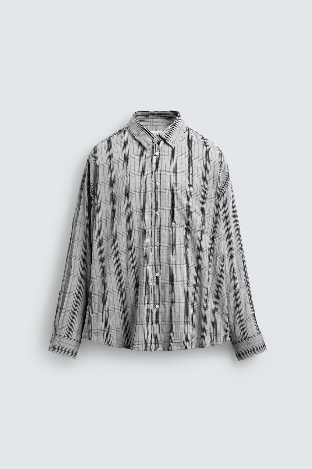 CAMISA RELAXED FIT CUADROS / Gris perla - Zara фото 7