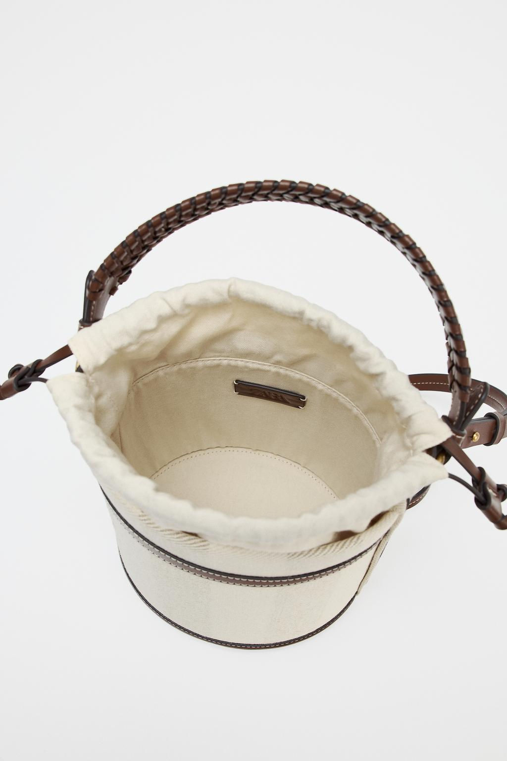 STRIPED CANVAS BUCKET BAG - Zara фото 6