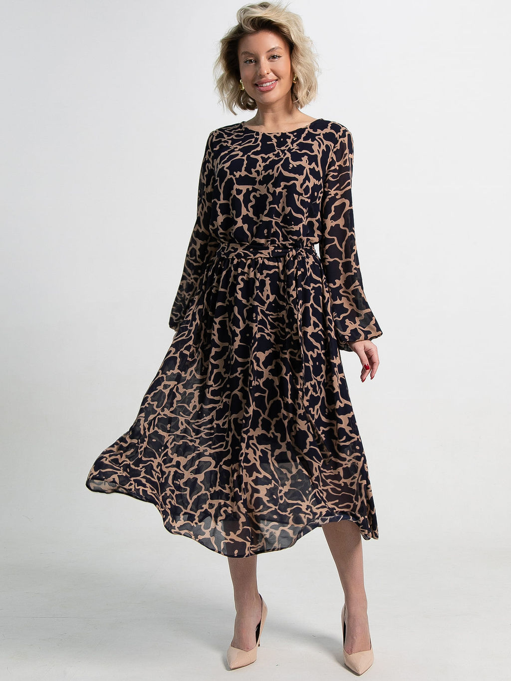 Платье Идиллия (сине-бежевое) П15379-16М